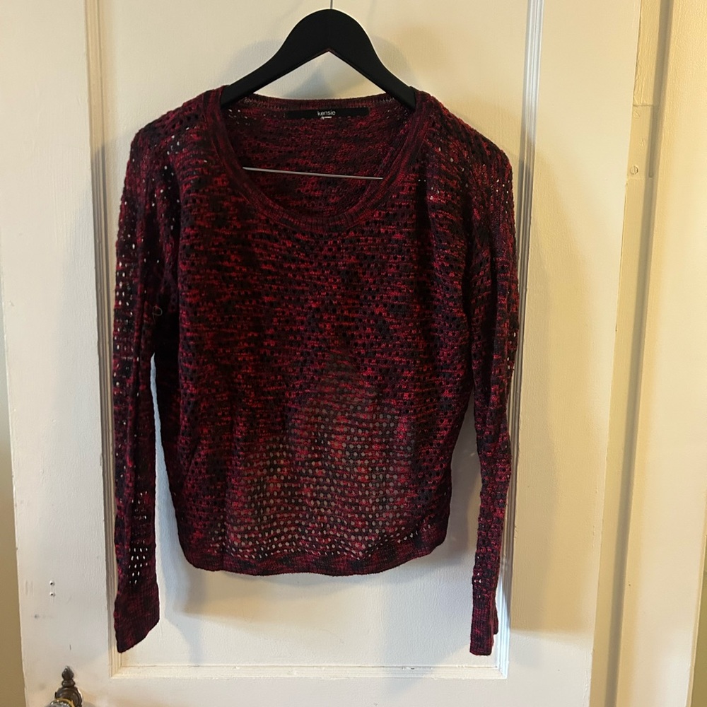 Kensie Red and Black Textured Sweater